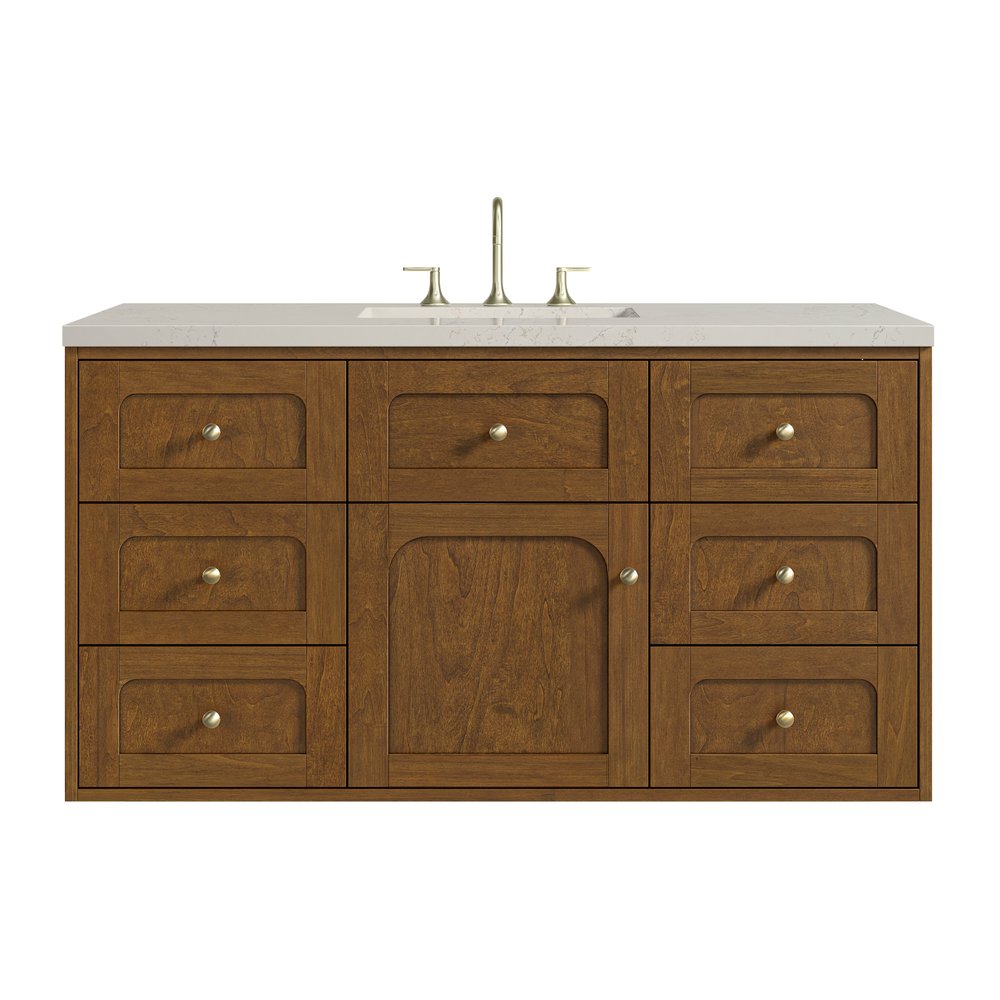 James Martin - Laurent 48" Single Vanity, Honey Oak w/ 3 CM Siberian Silestone Top - 545-V48-HNO-3SFR view 2