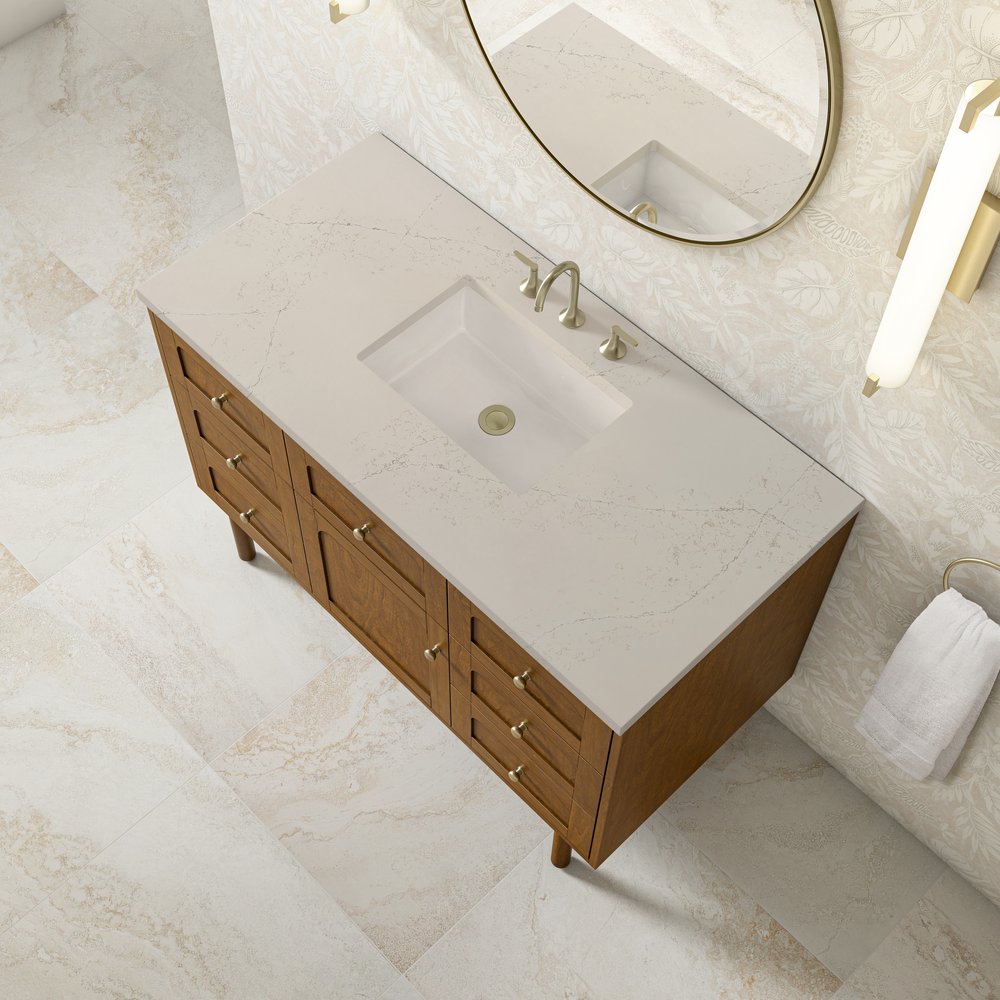 James Martin - Laurent 48" Single Vanity, Honey Oak w/ 3 CM Siberian Silestone Top - 545-V48-HNO-3SFR view 11