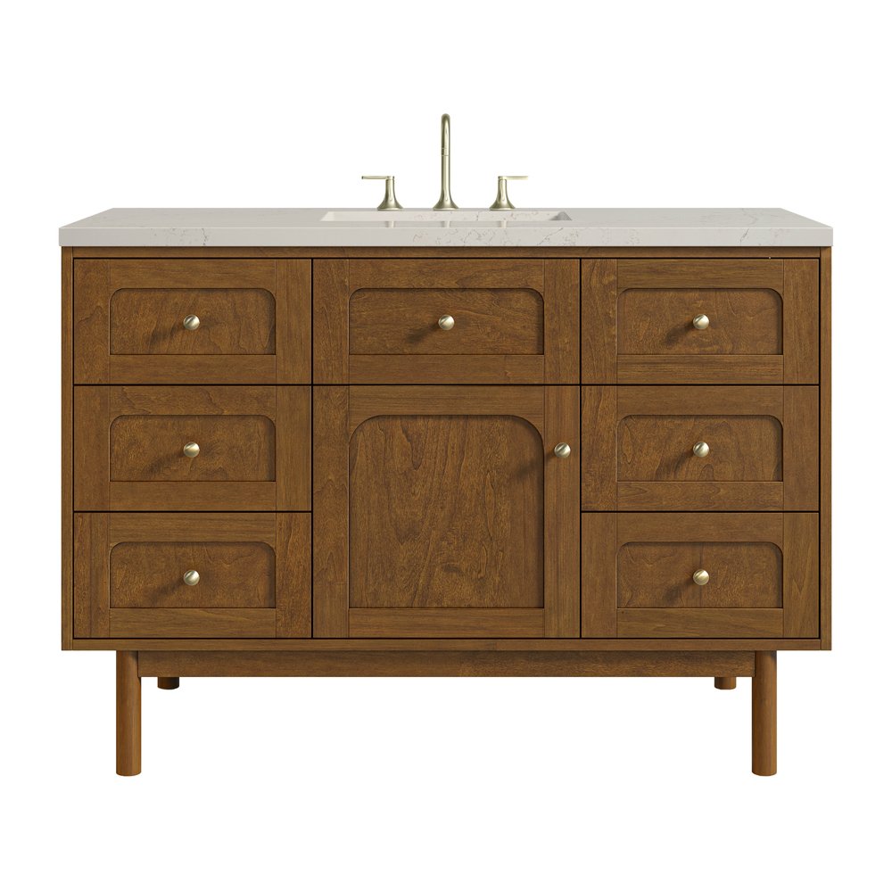 James Martin - Laurent 48" Single Vanity, Honey Oak w/ 3 CM Siberian Silestone Top w/FreePower Wireless Charger - 545-V48-HNO-FSFR view 1