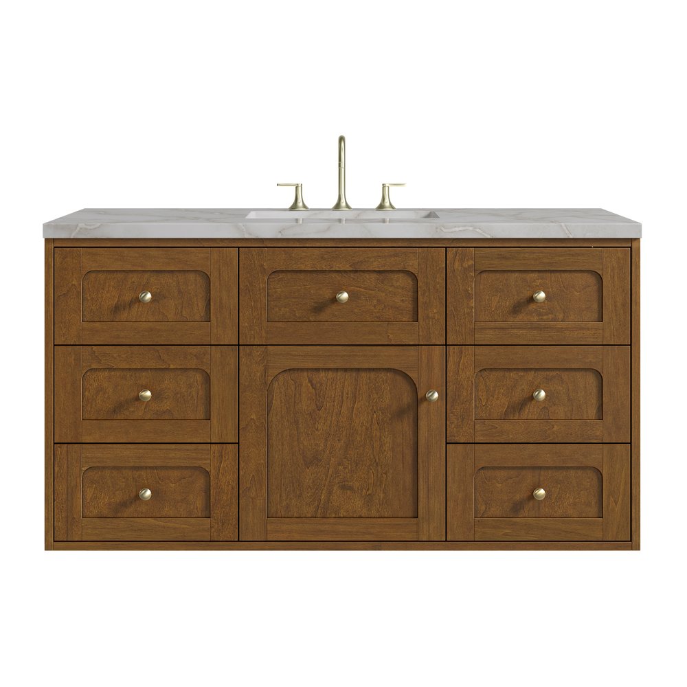 James Martin - Laurent 48" Single Vanity, Honey Oak w/ 3 CM Victorian Silver Silestone Top - 545-V48-HNO-3VSL view 2