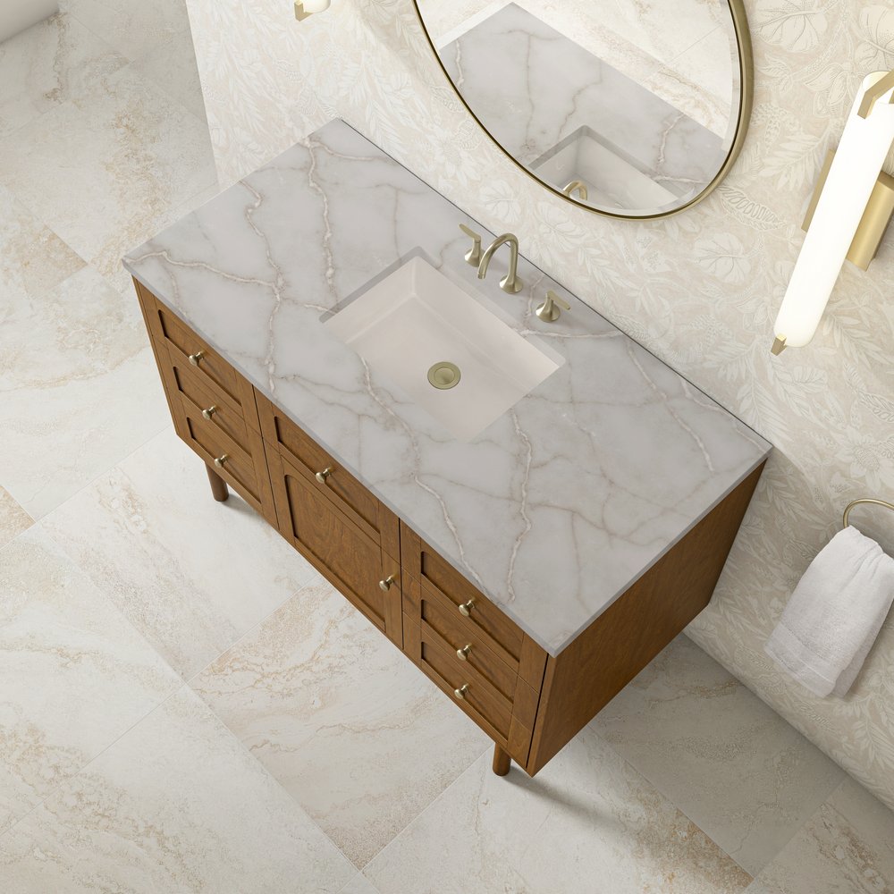 James Martin - Laurent 48" Single Vanity, Honey Oak w/ 3 CM Victorian Silver Silestone Top - 545-V48-HNO-3VSL view 11