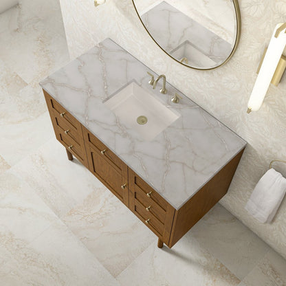 James Martin - Laurent 48" Single Vanity, Honey Oak w/ 3 CM Victorian Silver Silestone Top - 545-V48-HNO-3VSL view 11