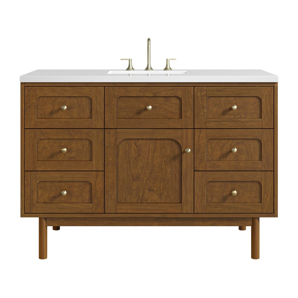 James Martin - Laurent 48" Single Vanity, Honey Oak w/ 3 CM White Zeus Silestone Top - 545-V48-HNO-3WZ view 1