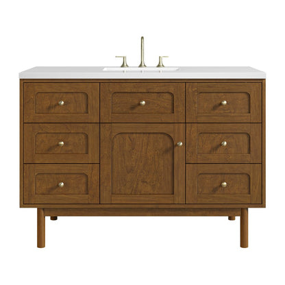James Martin - Laurent 48" Single Vanity, Honey Oak w/ 3 CM White Zeus Silestone Top - 545-V48-HNO-3WZ view 1