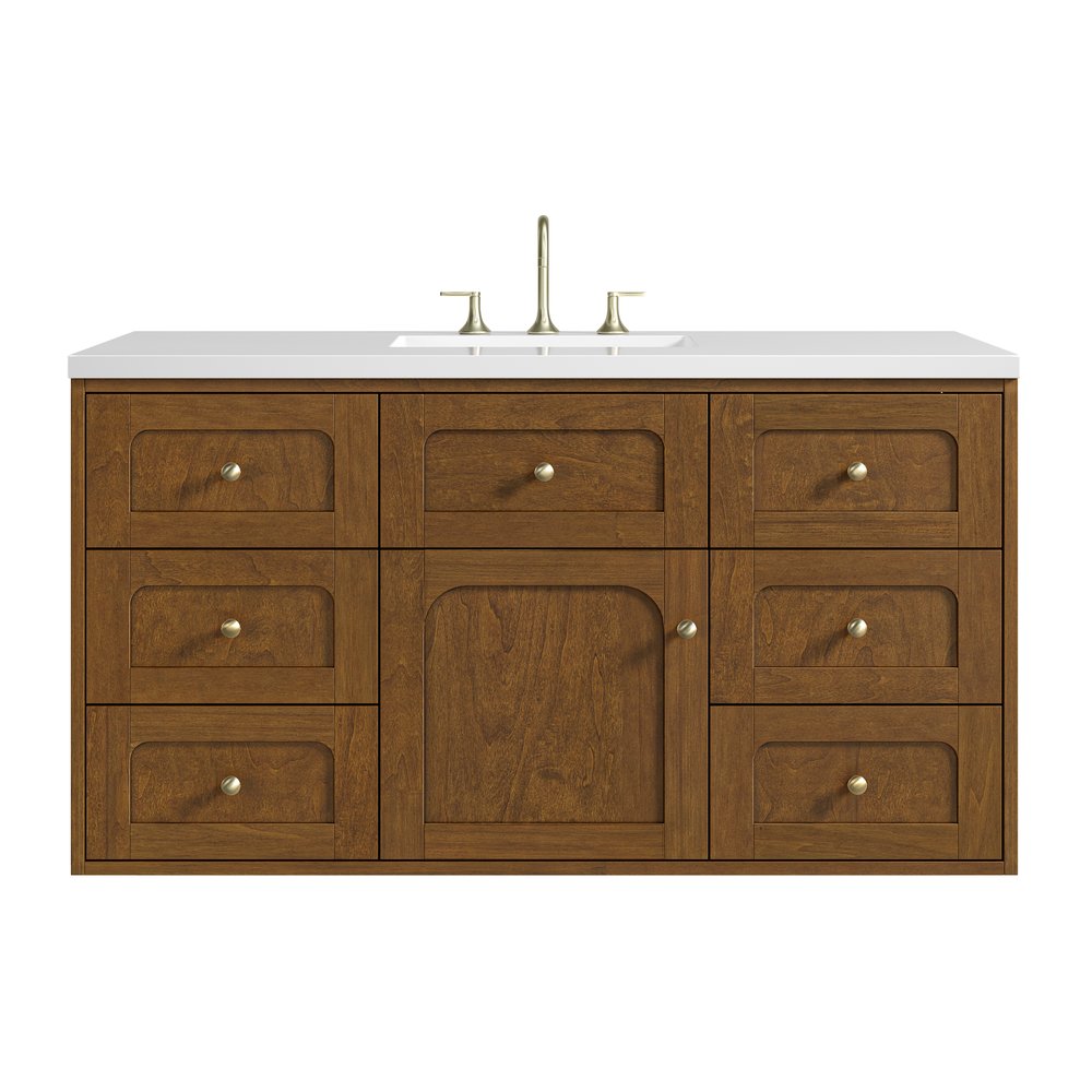 James Martin - Laurent 48" Single Vanity, Honey Oak w/ 3 CM White Zeus Silestone Top - 545-V48-HNO-3WZ view 2