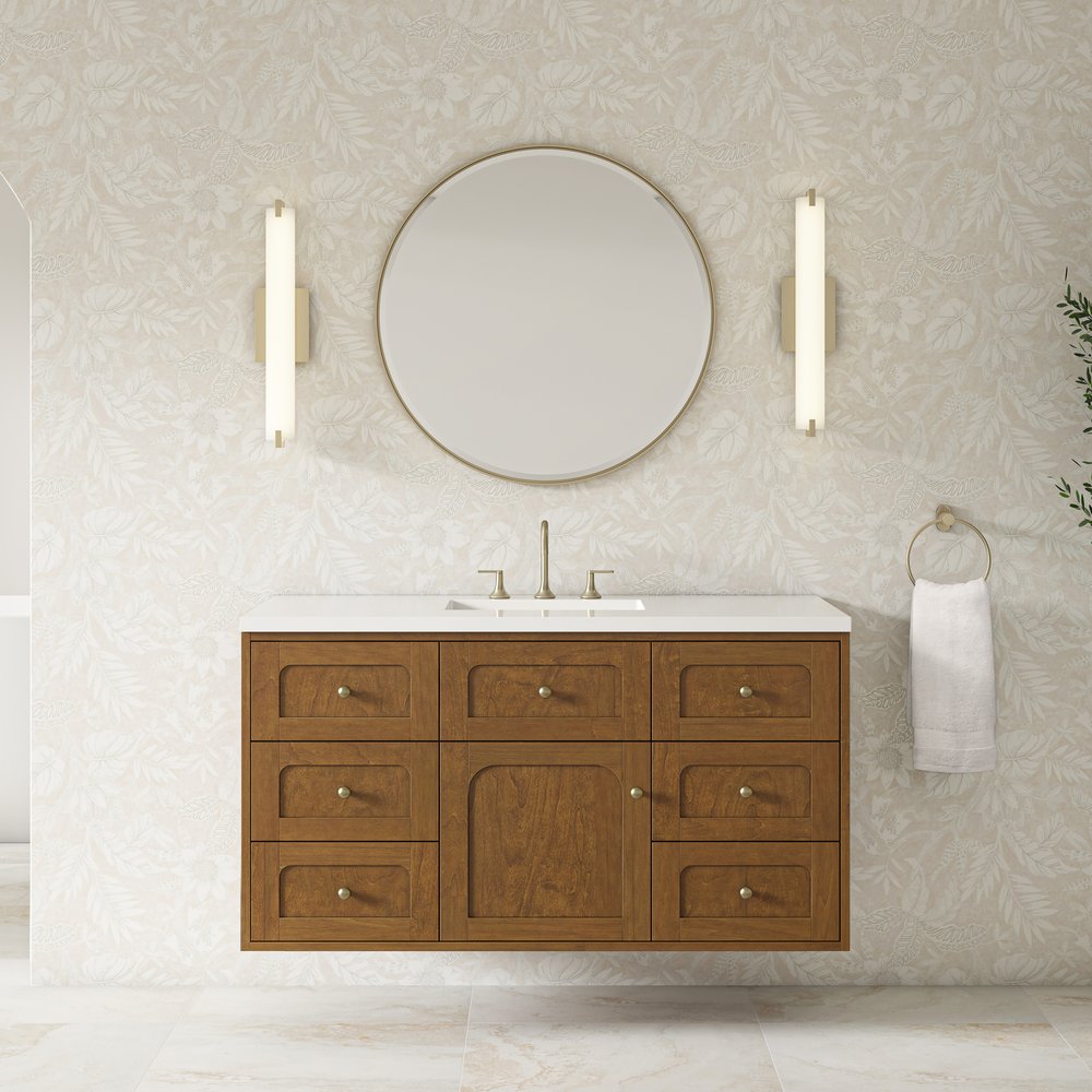 James Martin - Laurent 48" Single Vanity, Honey Oak w/ 3 CM White Zeus Silestone Top - 545-V48-HNO-3WZ view 6