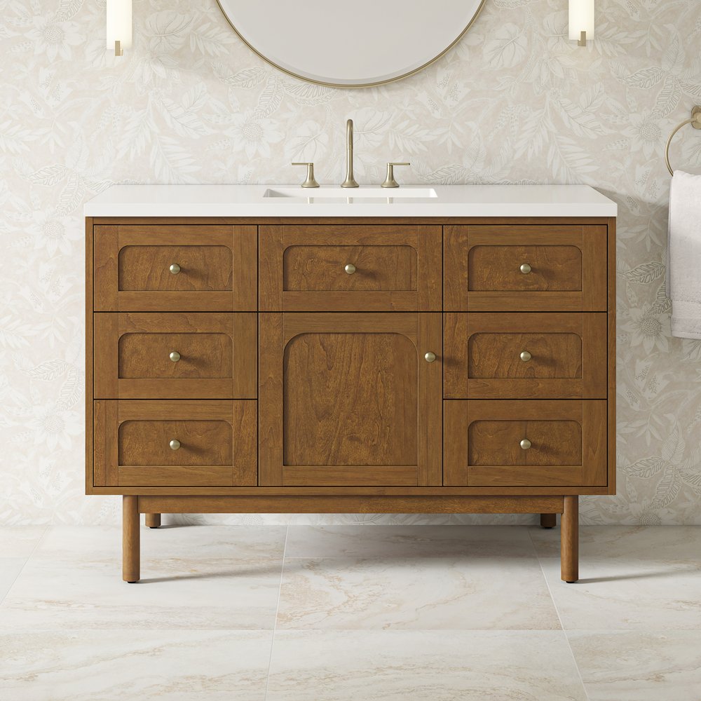 James Martin - Laurent 48" Single Vanity, Honey Oak w/ 3 CM White Zeus Silestone Top - 545-V48-HNO-3WZ view 7