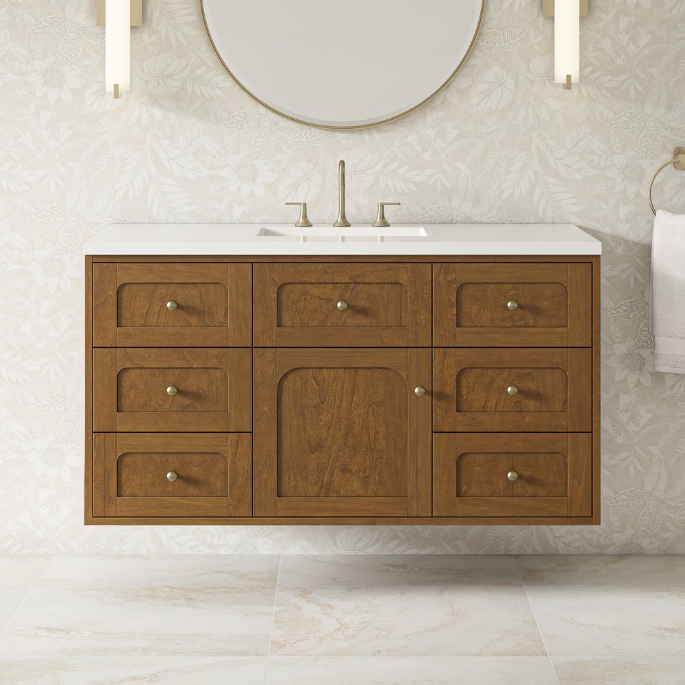 James Martin - Laurent 48" Single Vanity, Honey Oak w/ 3 CM White Zeus Silestone Top - 545-V48-HNO-3WZ view 8