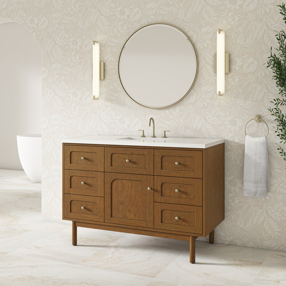 James Martin - Laurent 48" Single Vanity, Honey Oak w/ 3 CM White Zeus Silestone Top - 545-V48-HNO-3WZ view 9