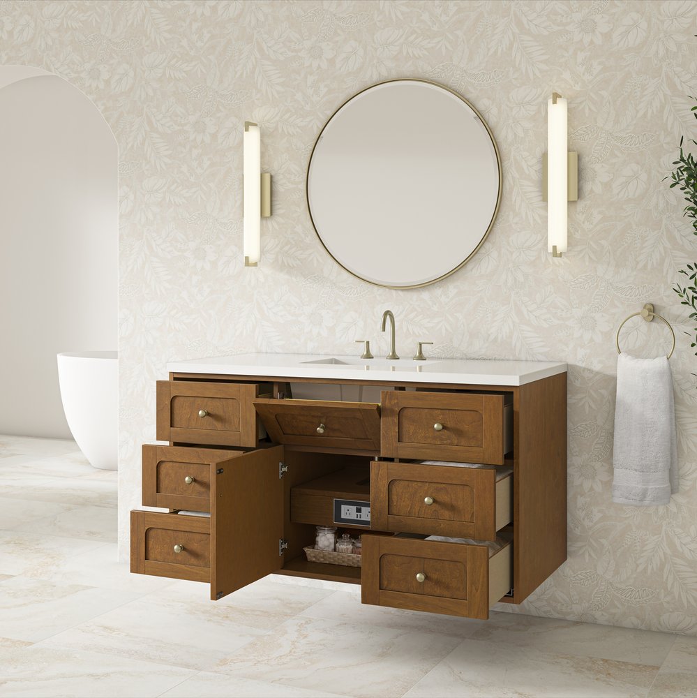 James Martin - Laurent 48" Single Vanity, Honey Oak w/ 3 CM White Zeus Silestone Top - 545-V48-HNO-3WZ view 12