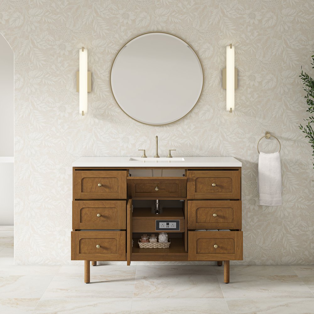 James Martin - Laurent 48" Single Vanity, Honey Oak w/ 3 CM White Zeus Silestone Top - 545-V48-HNO-3WZ view 13