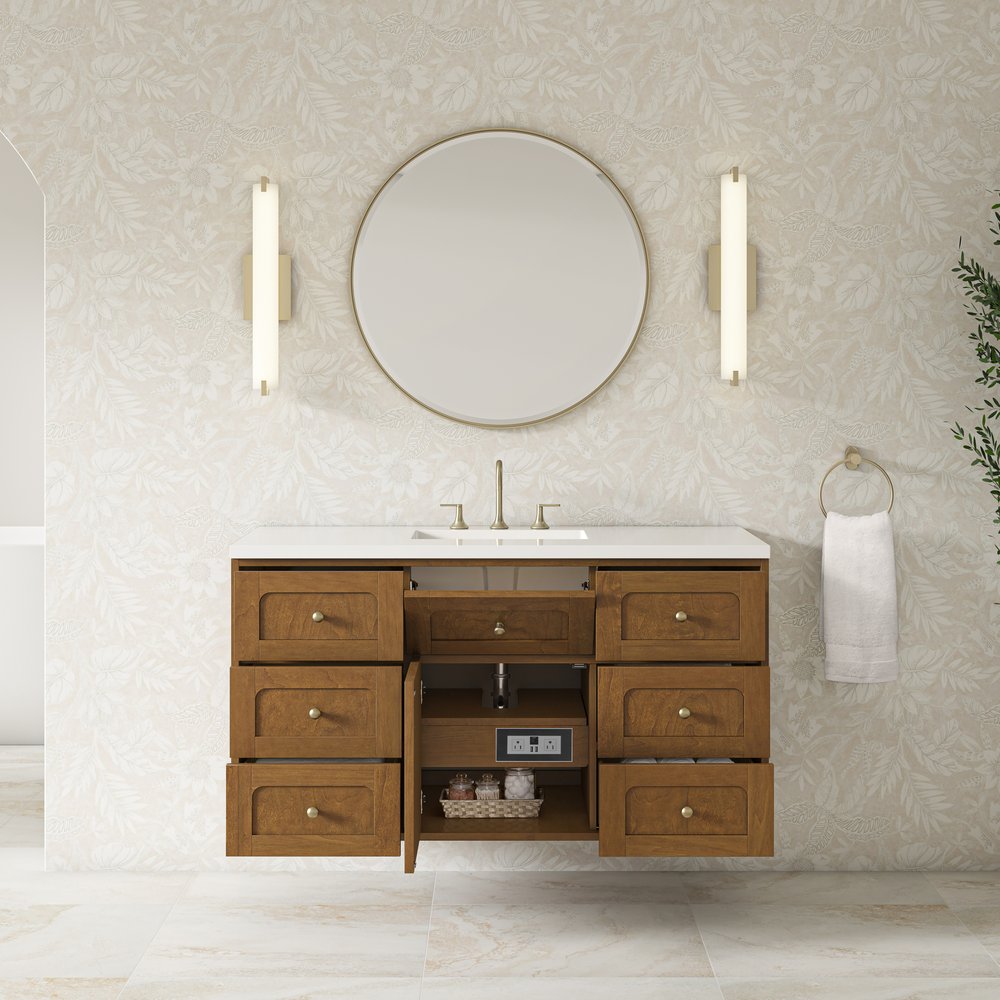 James Martin - Laurent 48" Single Vanity, Honey Oak w/ 3 CM White Zeus Silestone Top - 545-V48-HNO-3WZ view 14
