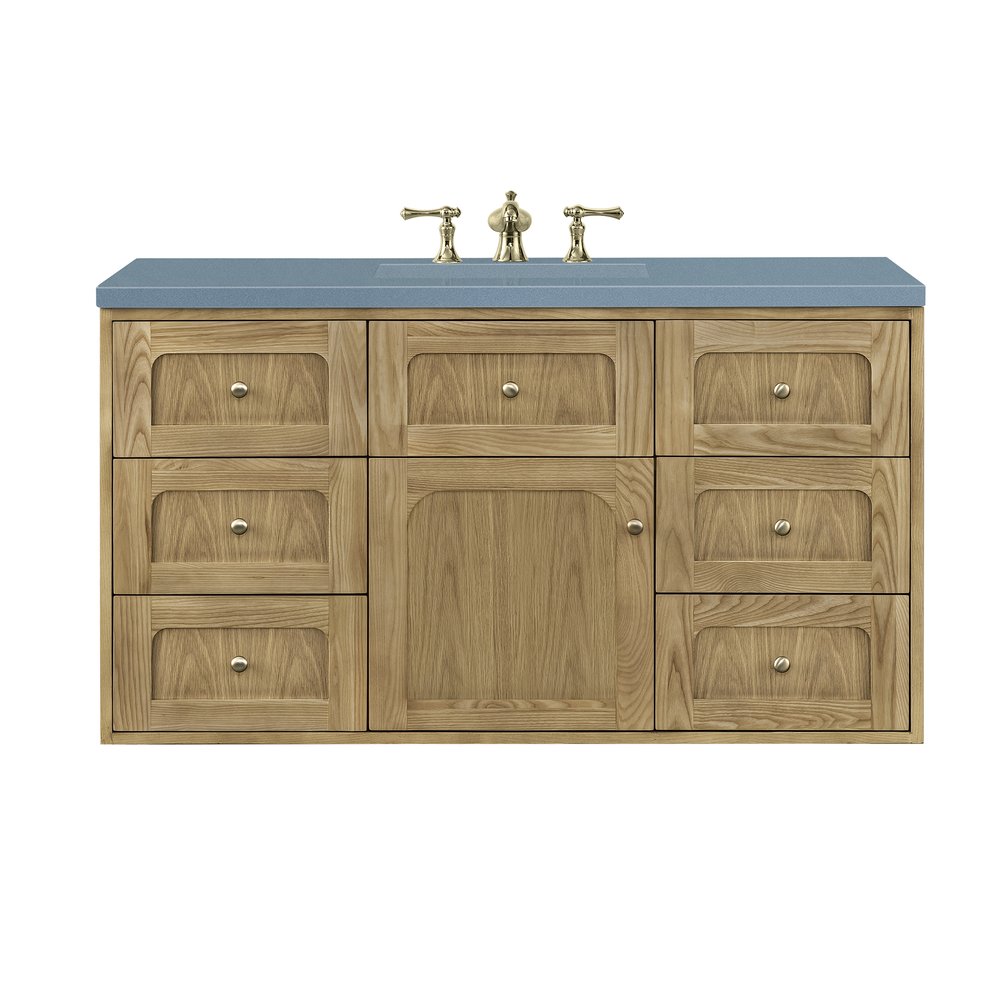 James Martin - Laurent 48" Single Vanity, Light Natural Oak w/ 3 CM Cala Blue Top - 545-V48-LNO-3CBL view 3