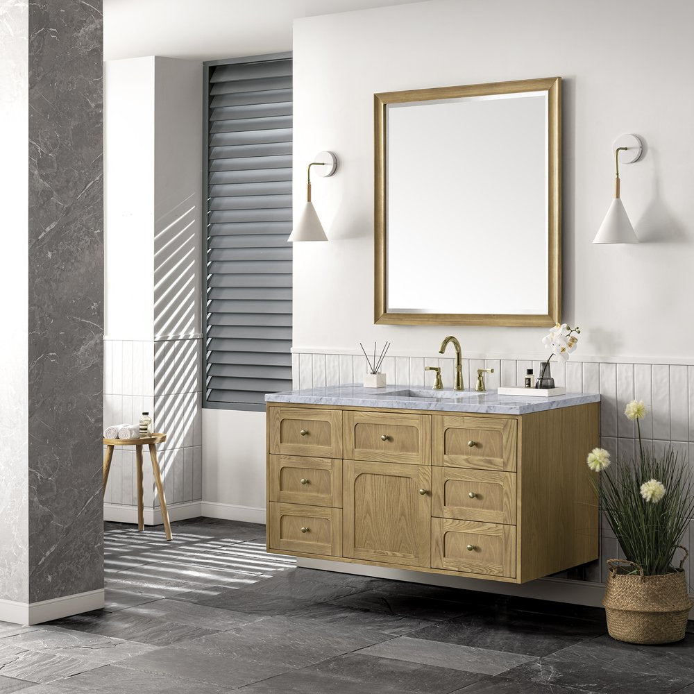 James Martin - Laurent 48" Single Vanity, Light Natural Oak w/ 3 CM Cala Blue Top - 545-V48-LNO-3CBL view 9