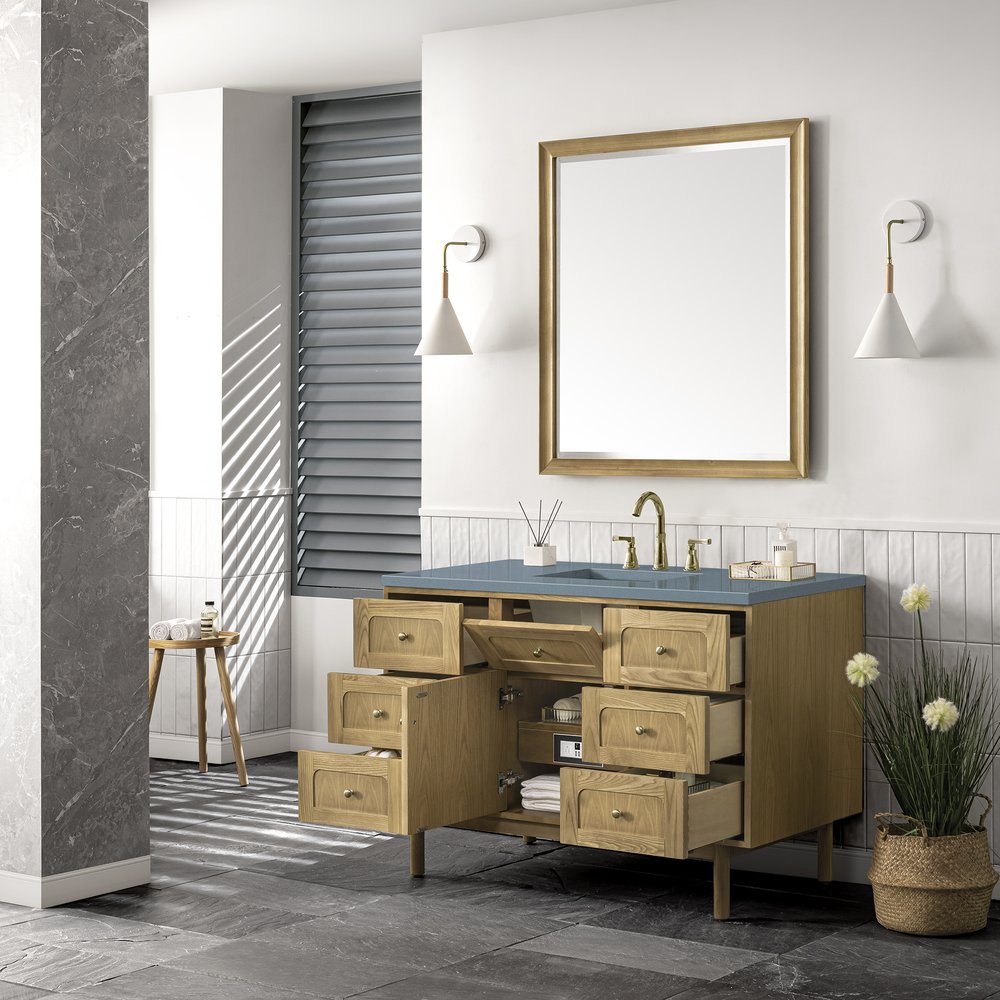 James Martin - Laurent 48" Single Vanity, Light Natural Oak w/ 3 CM Cala Blue Top - 545-V48-LNO-3CBL view 10