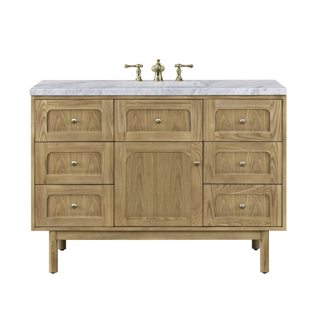James Martin - Laurent 48" Single Vanity, Light Natural Oak w/ 3 CM Carrara Marble Top - 545-V48-LNO-3CAR view 1