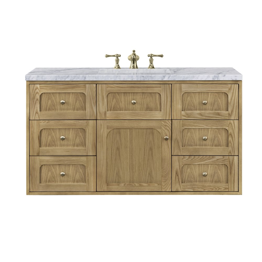 James Martin - Laurent 48" Single Vanity, Light Natural Oak w/ 3 CM Carrara Marble Top - 545-V48-LNO-3CAR view 2