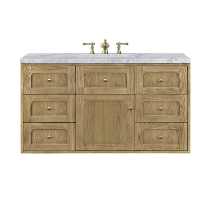 James Martin - Laurent 48" Single Vanity, Light Natural Oak w/ 3 CM Carrara Marble Top - 545-V48-LNO-3CAR view 2