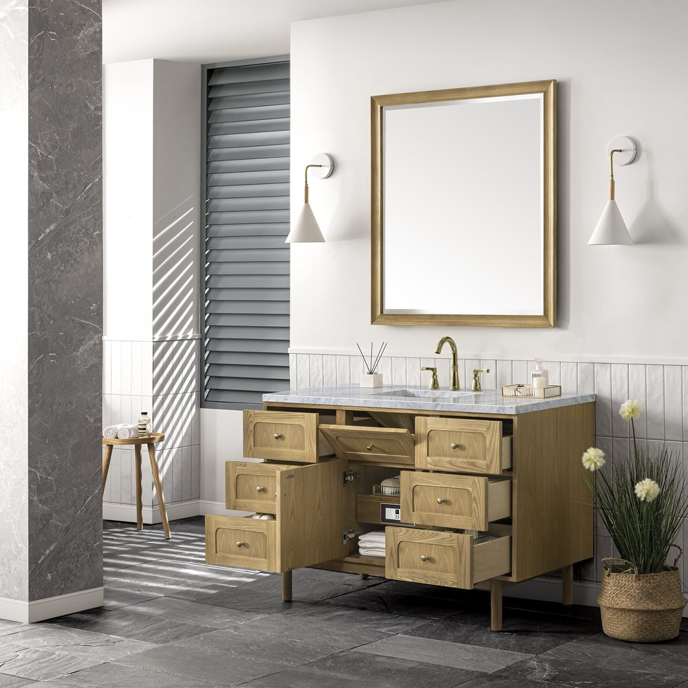James Martin - Laurent 48" Single Vanity, Light Natural Oak w/ 3 CM Carrara Marble Top - 545-V48-LNO-3CAR view 9