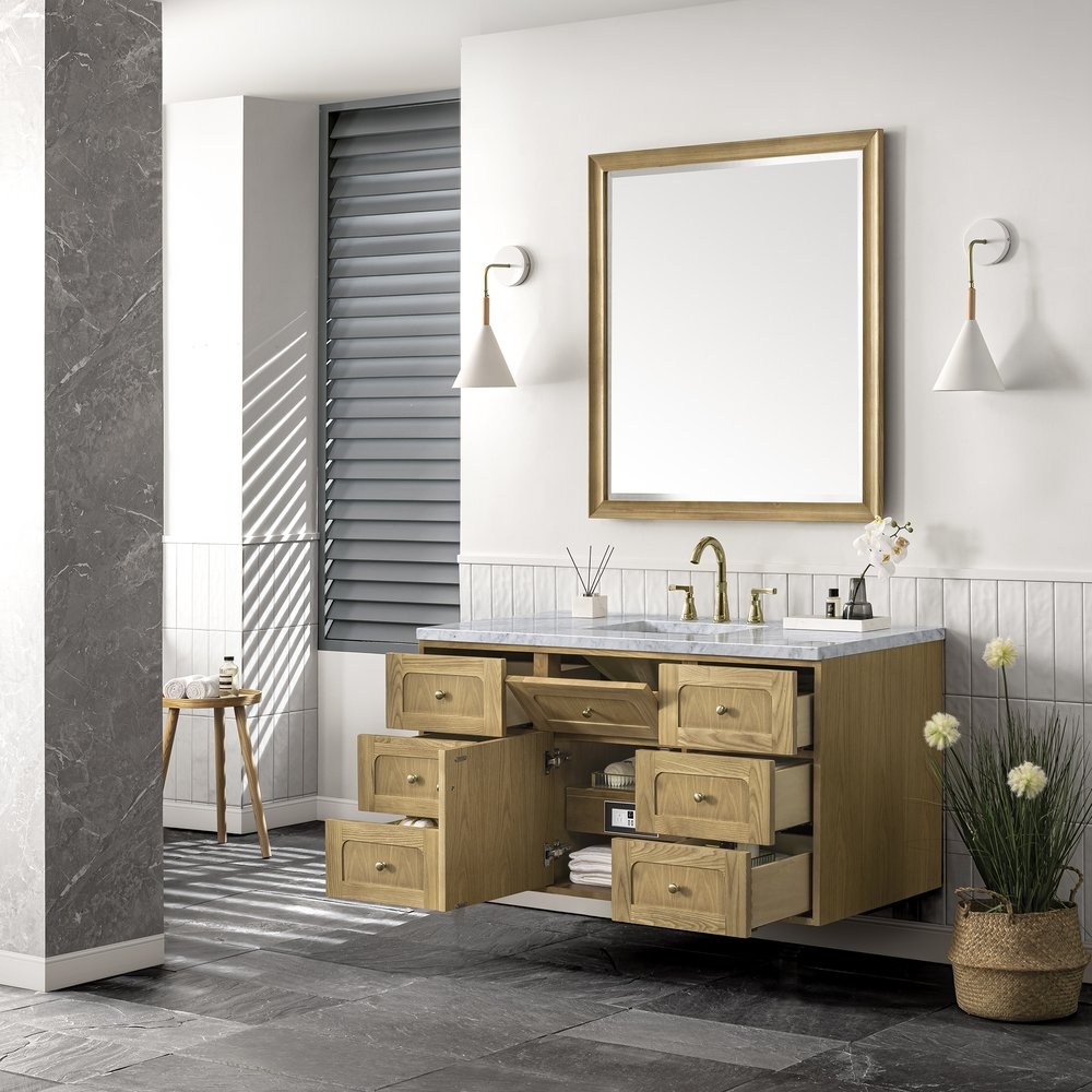 James Martin - Laurent 48" Single Vanity, Light Natural Oak w/ 3 CM Carrara Marble Top - 545-V48-LNO-3CAR view 10