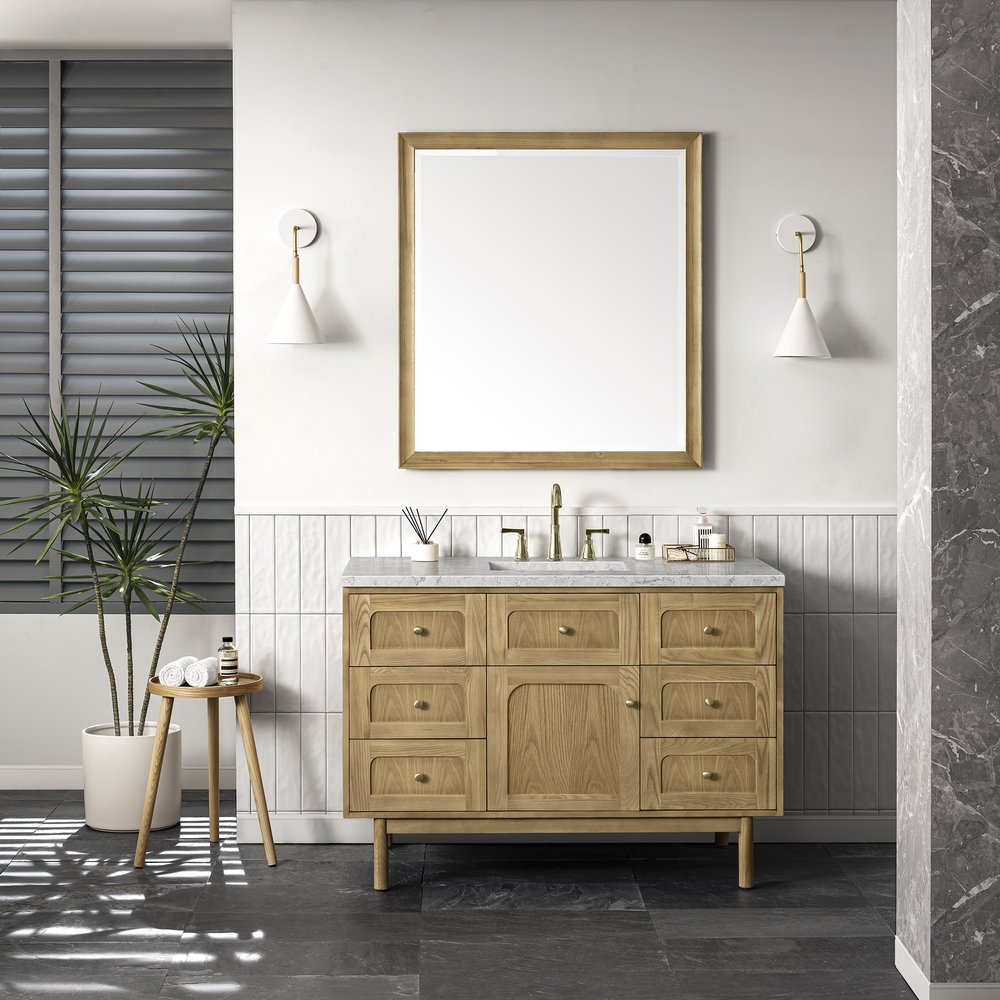 James Martin - Laurent 48" Single Vanity, Light Natural Oak w/ 3 CM Eternal Jasmine Pearl Top - 545-V48-LNO-3EJP view 5