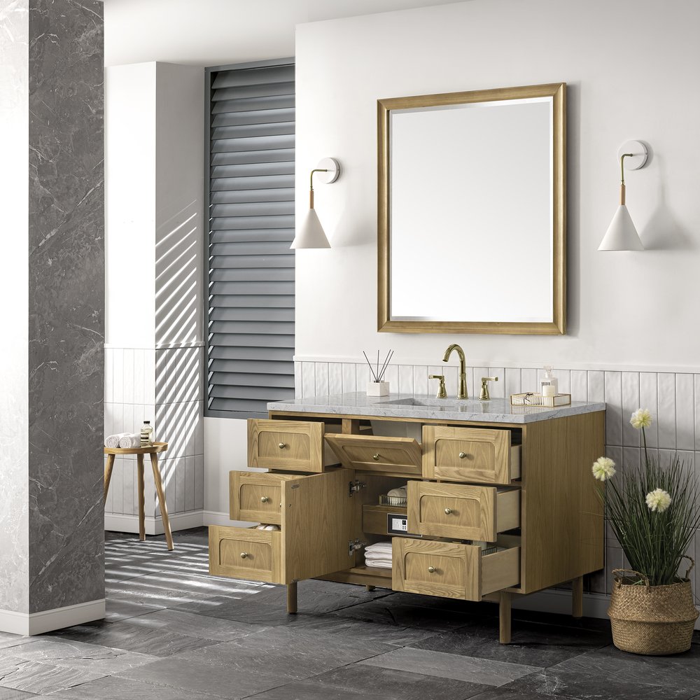 James Martin - Laurent 48" Single Vanity, Light Natural Oak w/ 3 CM Eternal Jasmine Pearl Top - 545-V48-LNO-3EJP view 9
