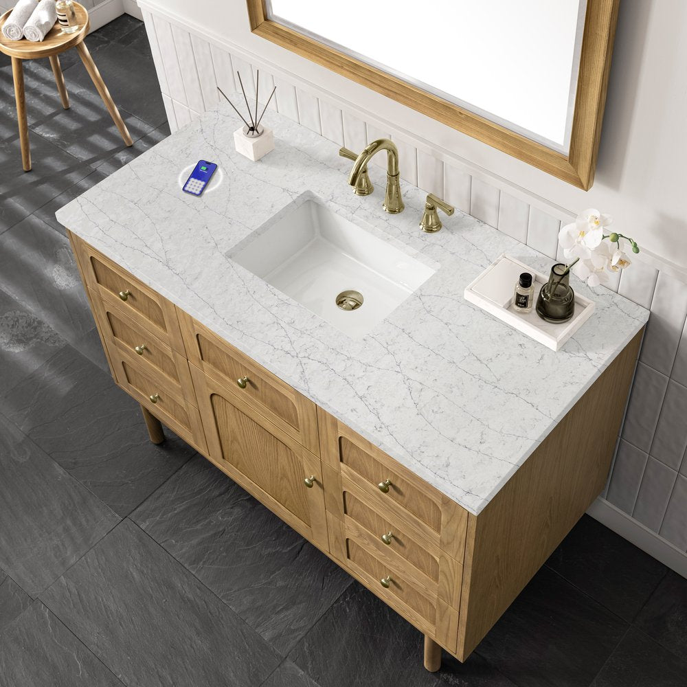 James Martin - Laurent 48" Single Vanity, Light Natural Oak w/ 3 CM Eternal Jasmine Pearl Top w/FreePower Wireless Charger - 545-V48-LNO-FEJP view 12
