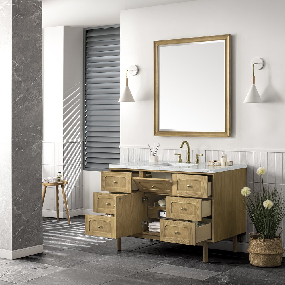 James Martin - Laurent 48" Single Vanity, Light Natural Oak w/ 3 CM Ethereal Noctis Top - 545-V48-LNO-3ENC view 9