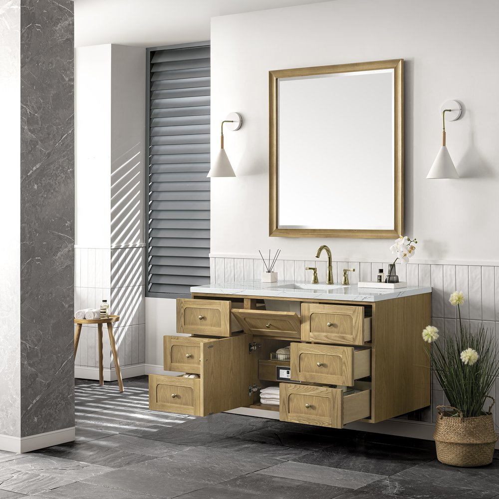 James Martin - Laurent 48" Single Vanity, Light Natural Oak w/ 3 CM Ethereal Noctis Top - 545-V48-LNO-3ENC view 10