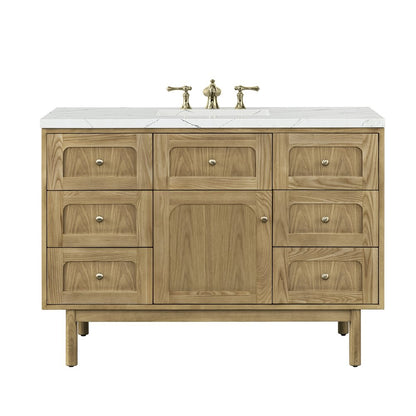 James Martin - Laurent 48" Single Vanity, Light Natural Oak w/ 3 CM Ethereal Noctis Top w/FreePower Wireless Charger - 545-V48-LNO-FENC view 1