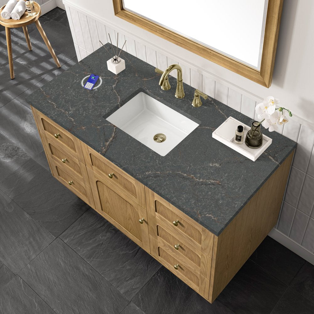 James Martin - Laurent 48" Single Vanity, Light Natural Oak w/ 3 CM Parisien Bleu Top w/FreePower Wireless Charger - 545-V48-LNO-FPBL view 13