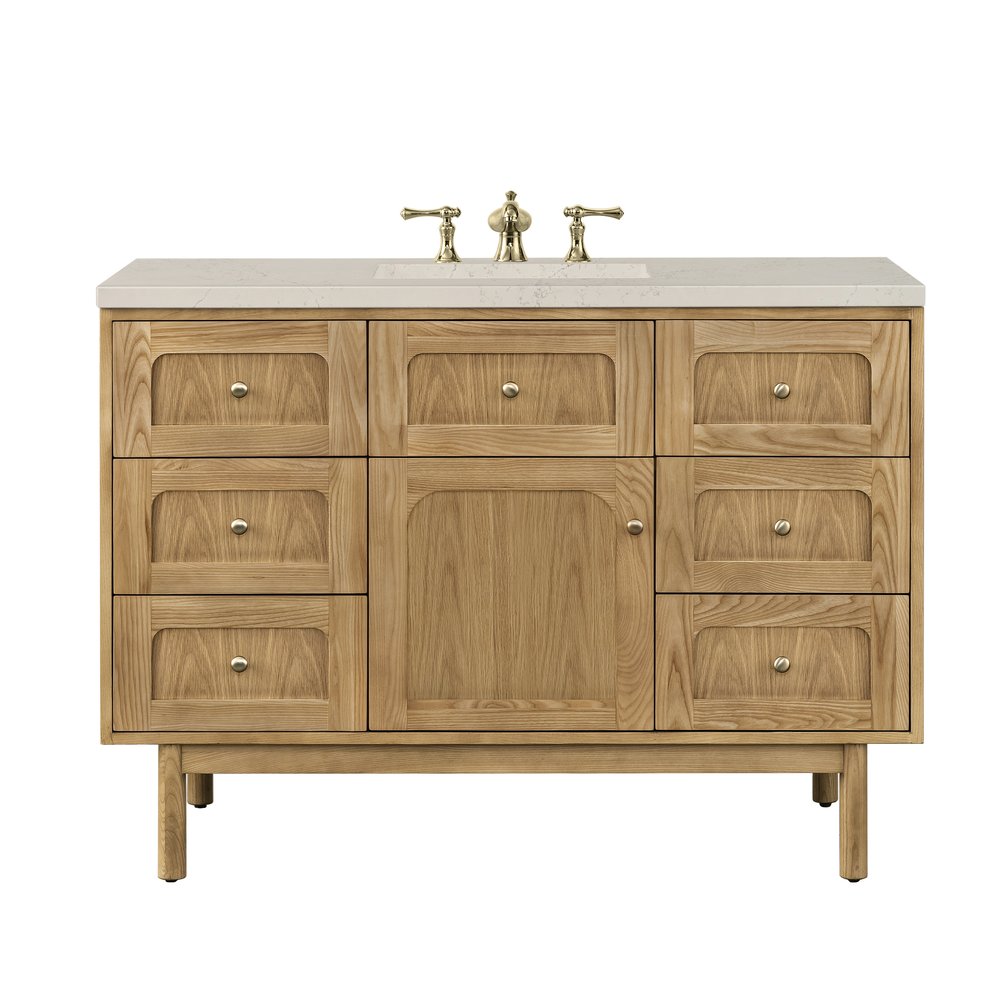 James Martin - Laurent 48" Single Vanity, Light Natural Oak, w/ 3 CM Siberian Silestone Top - 545-V48-LNO-3SFR view 1