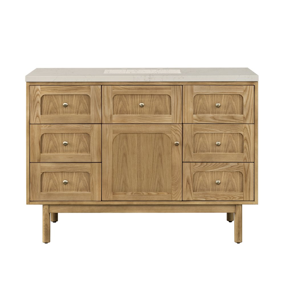 James Martin - Laurent 48" Single Vanity, Light Natural Oak, w/ 3 CM Siberian Silestone Top - 545-V48-LNO-3SFR view 2