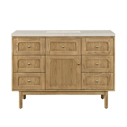 James Martin - Laurent 48" Single Vanity, Light Natural Oak, w/ 3 CM Siberian Silestone Top - 545-V48-LNO-3SFR view 2