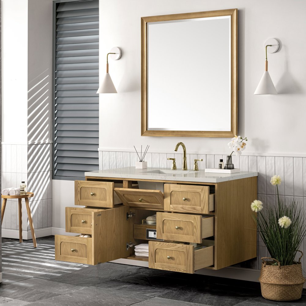 James Martin - Laurent 48" Single Vanity, Light Natural Oak, w/ 3 CM Siberian Silestone Top - 545-V48-LNO-3SFR view 12
