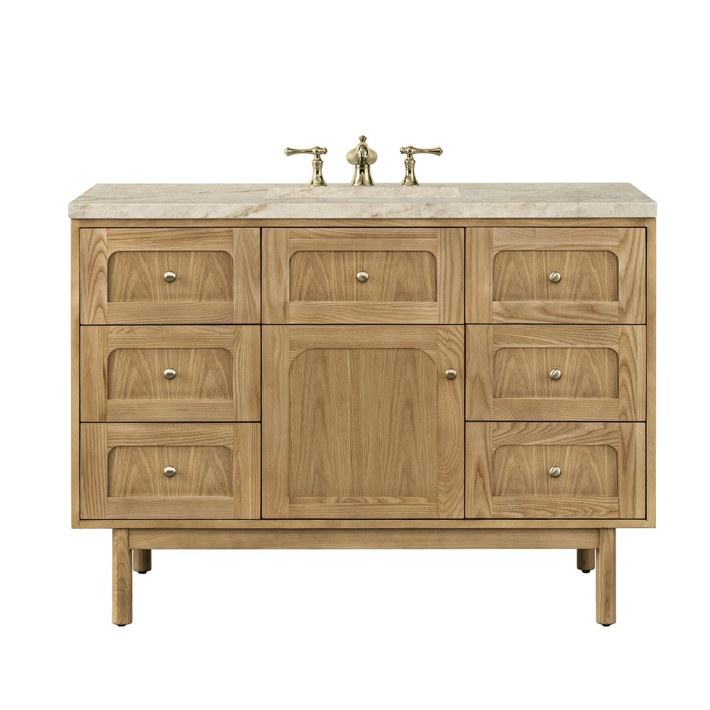 James Martin - Laurent 48" Single Vanity, Light Natural Oak, w/ 3 CM Tajnar Eclos Top - 545-V48-LNO-3TJR view 1