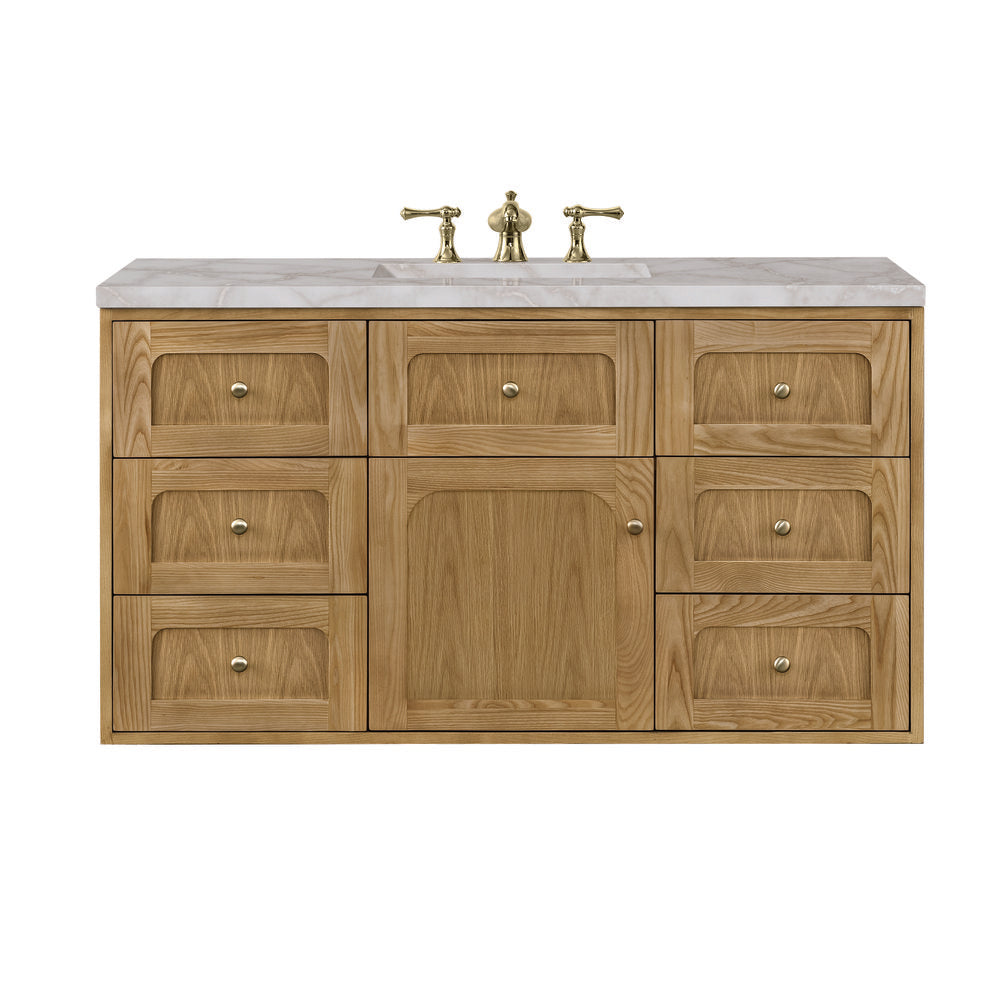 James Martin - Laurent 48" Single Vanity, Light Natural Oak w/ 3 CM Victorian Silver Top - 545-V48-LNO-3VSL view 2