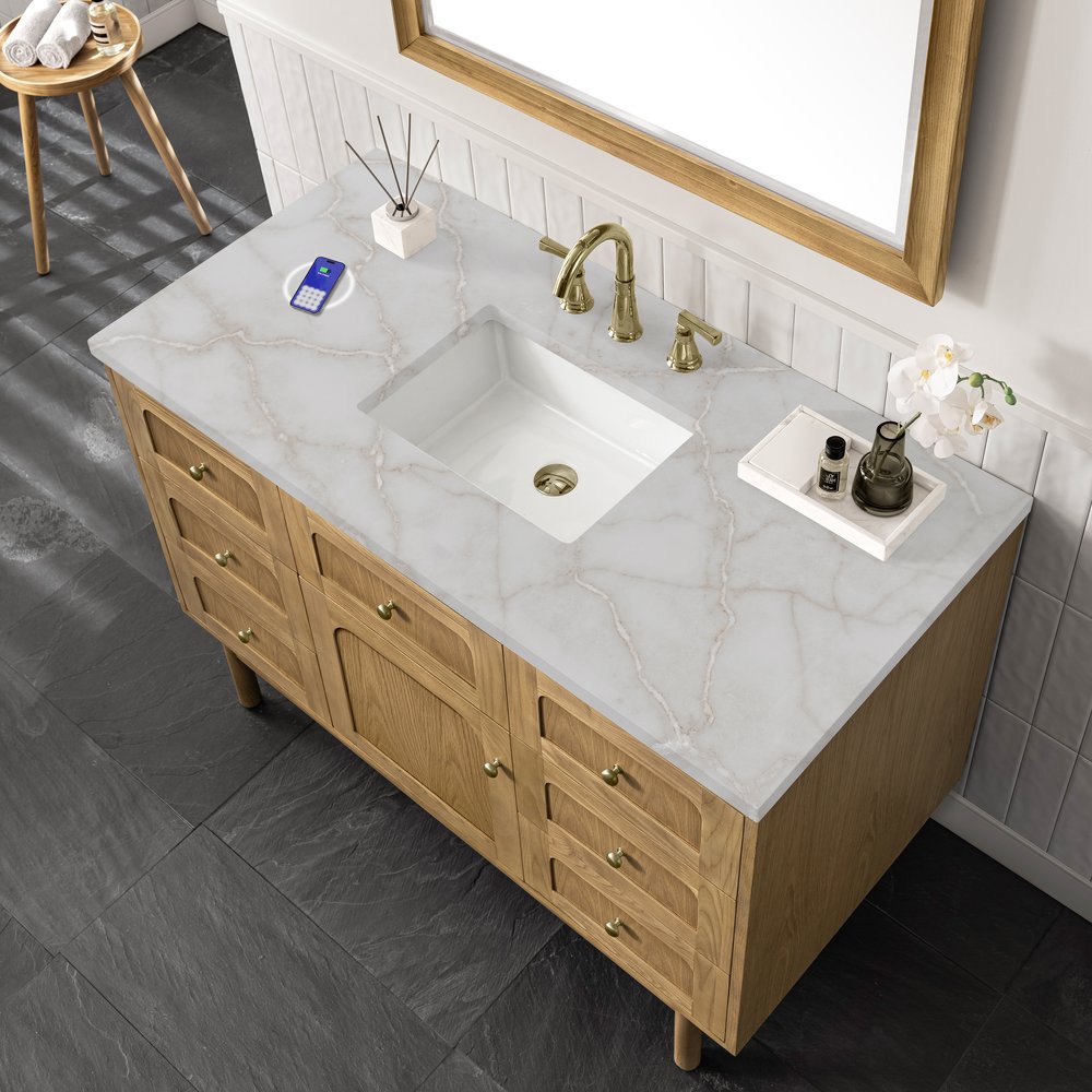James Martin - Laurent 48" Single Vanity, Light Natural Oak w/ 3 CM Victorian Silver Top w/FreePower Wireless Charger - 545-V48-LNO-FVSL view 12