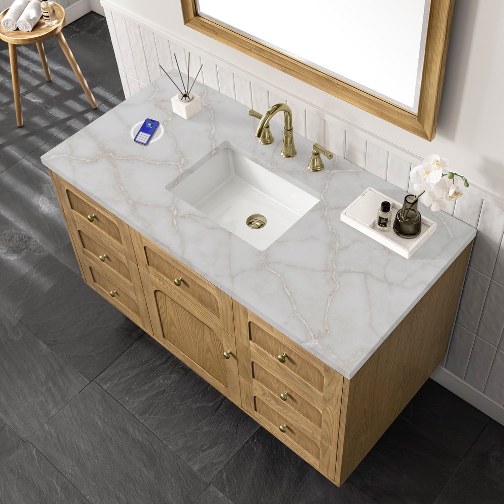 James Martin - Laurent 48" Single Vanity, Light Natural Oak w/ 3 CM Victorian Silver Top w/FreePower Wireless Charger - 545-V48-LNO-FVSL view 13