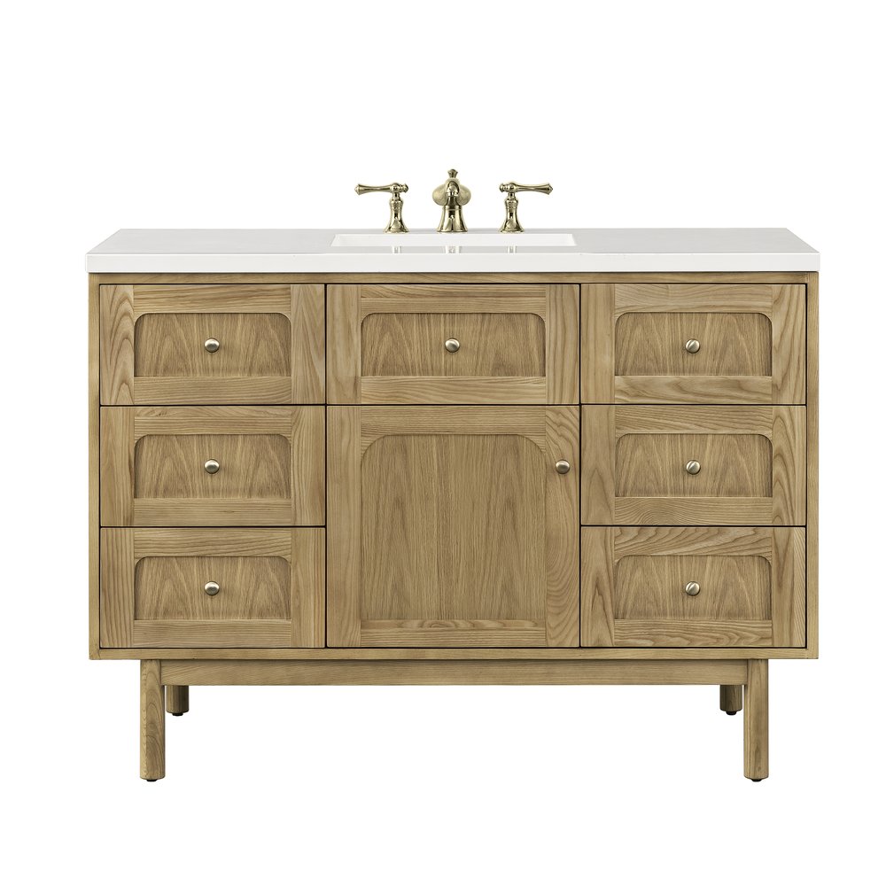 James Martin - Laurent 48" Single Vanity, Light Natural Oak w/ 3 CM White Zeus Top - 545-V48-LNO-3WZ view 1