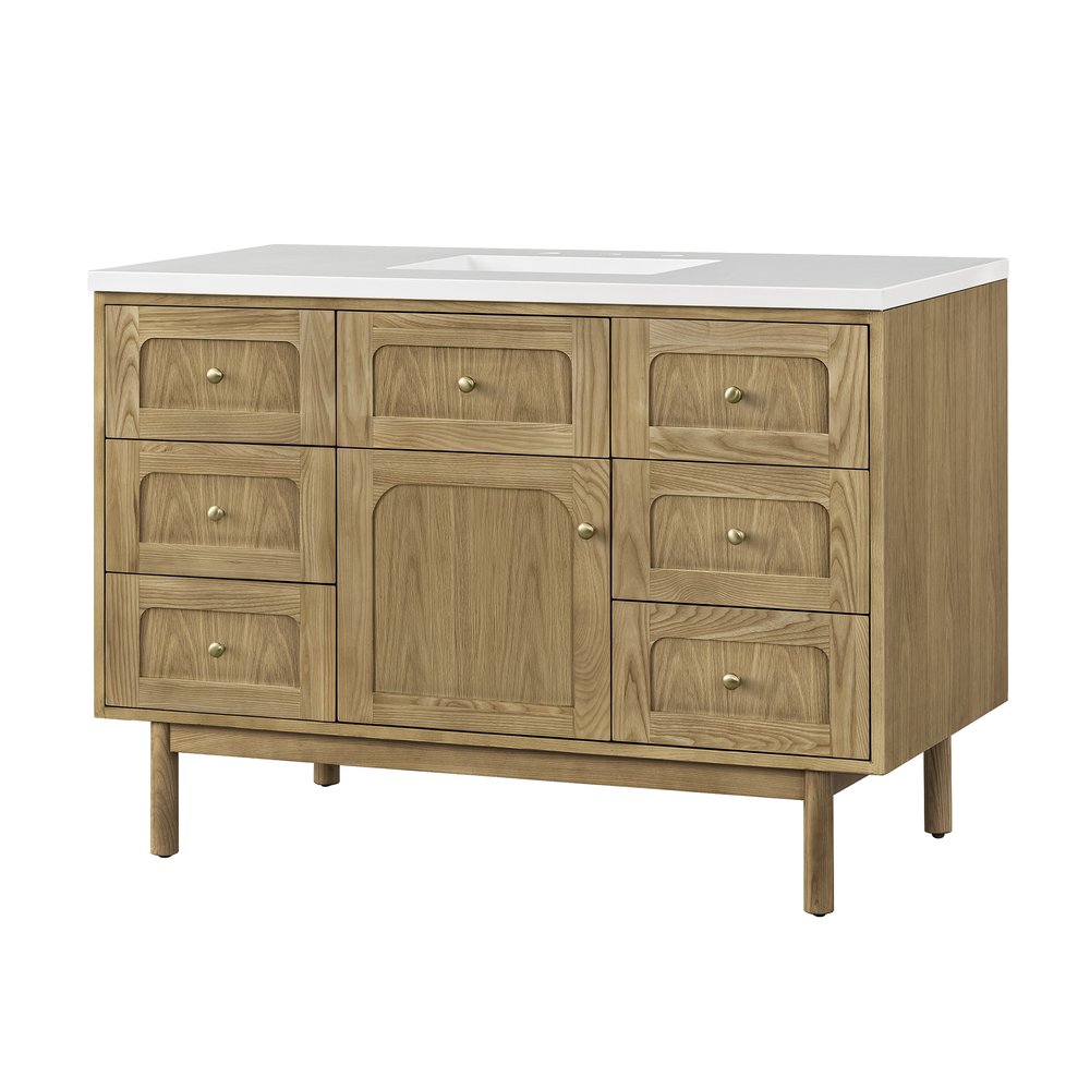 James Martin - Laurent 48" Single Vanity, Light Natural Oak w/ 3 CM White Zeus Top - 545-V48-LNO-3WZ view 2
