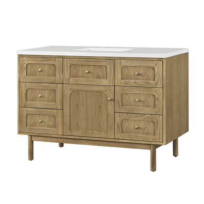 James Martin - Laurent 48" Single Vanity, Light Natural Oak w/ 3 CM White Zeus Top - 545-V48-LNO-3WZ view 2