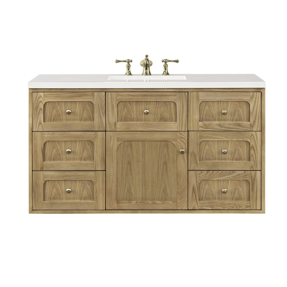 James Martin - Laurent 48" Single Vanity, Light Natural Oak w/ 3 CM White Zeus Top - 545-V48-LNO-3WZ view 3