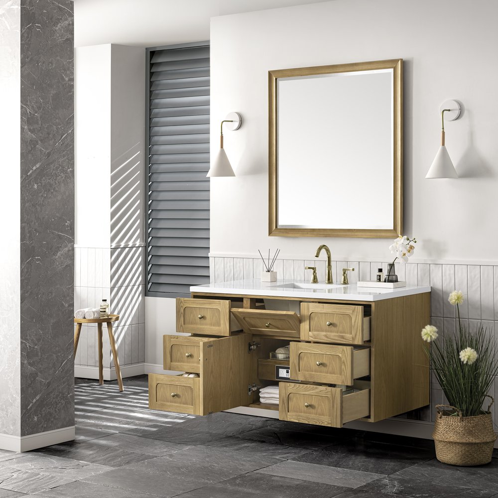 James Martin - Laurent 48" Single Vanity, Light Natural Oak w/ 3 CM White Zeus Top - 545-V48-LNO-3WZ view 11