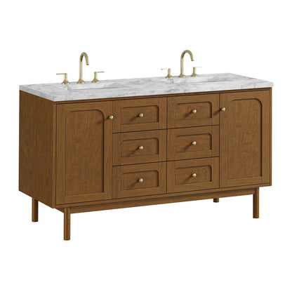 James Martin - Laurent 60" Double Vanity, Honey Oak w/ 3 CM Carrara Marble Top - 545-V60D-HNO-3CAR view 16