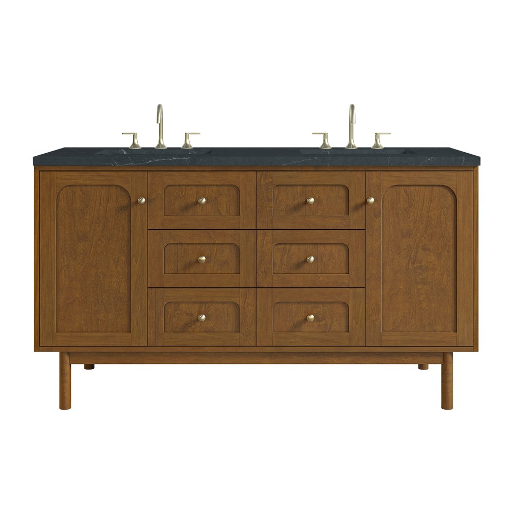 James Martin - Laurent 60" Double Vanity, Honey Oak w/ 3 CM Charcoal Soapstone Silestone Top - 545-V60D-HNO-3CSP view 1