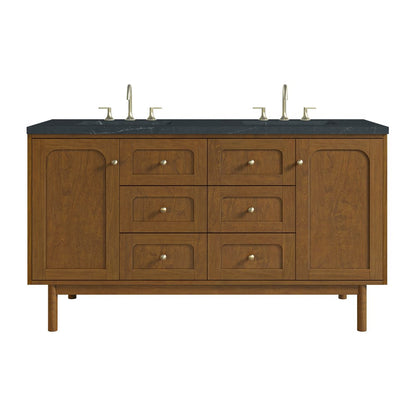James Martin - Laurent 60" Double Vanity, Honey Oak w/ 3 CM Charcoal Soapstone Silestone Top - 545-V60D-HNO-3CSP view 1