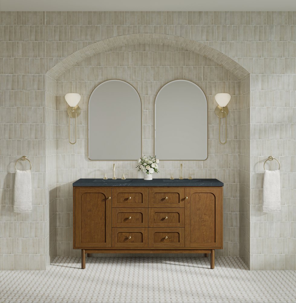James Martin - Laurent 60" Double Vanity, Honey Oak w/ 3 CM Charcoal Soapstone Silestone Top - 545-V60D-HNO-3CSP view 5