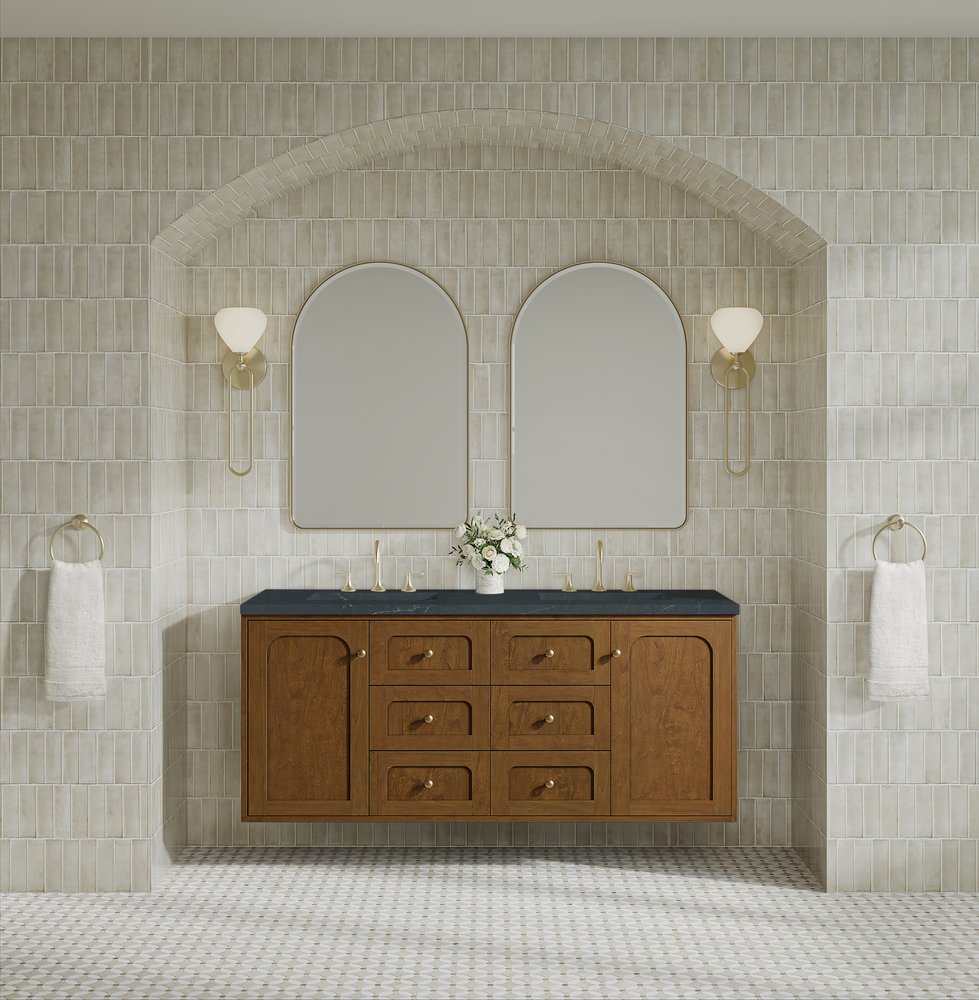 James Martin - Laurent 60" Double Vanity, Honey Oak w/ 3 CM Charcoal Soapstone Silestone Top - 545-V60D-HNO-3CSP view 6