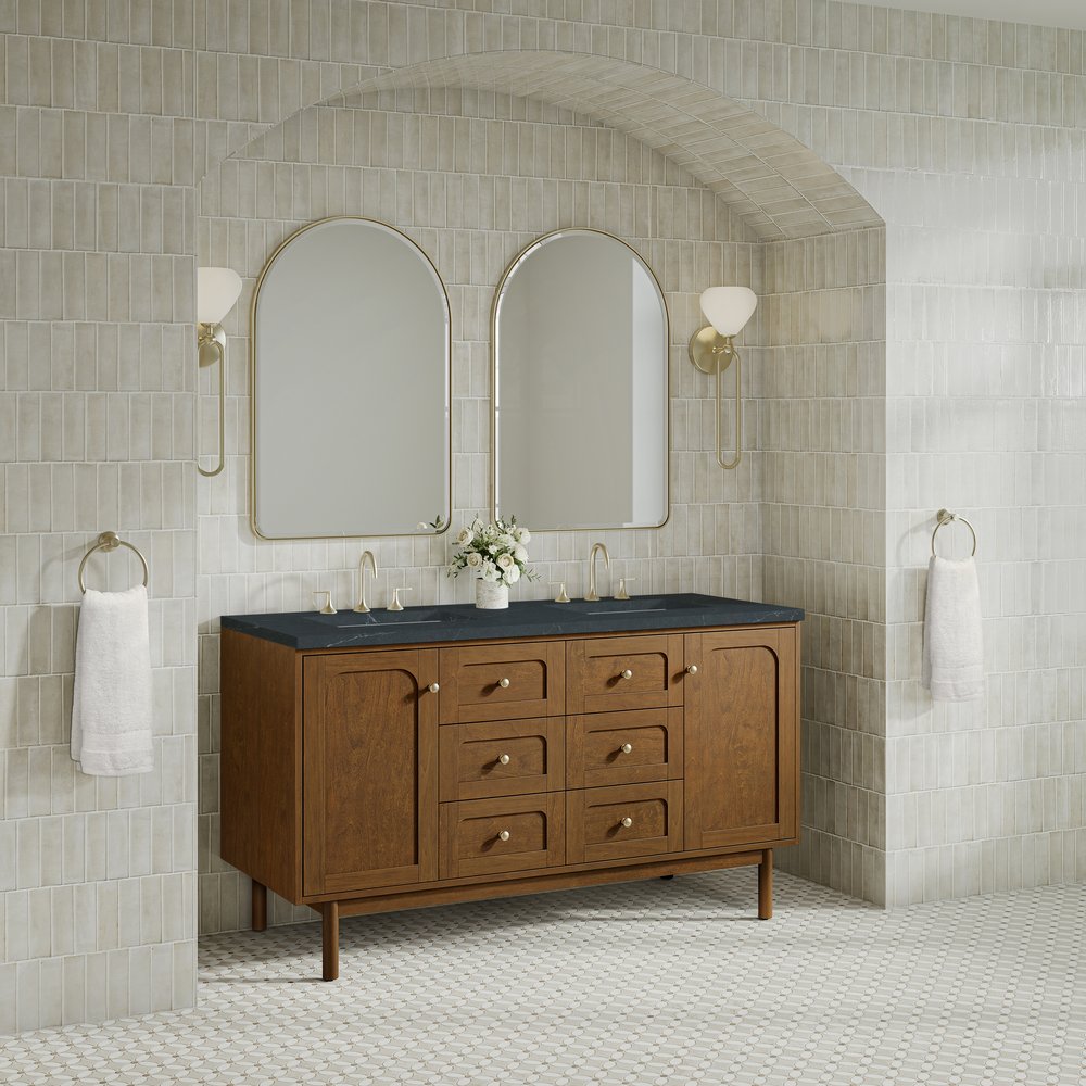 James Martin - Laurent 60" Double Vanity, Honey Oak w/ 3 CM Charcoal Soapstone Silestone Top - 545-V60D-HNO-3CSP view 7